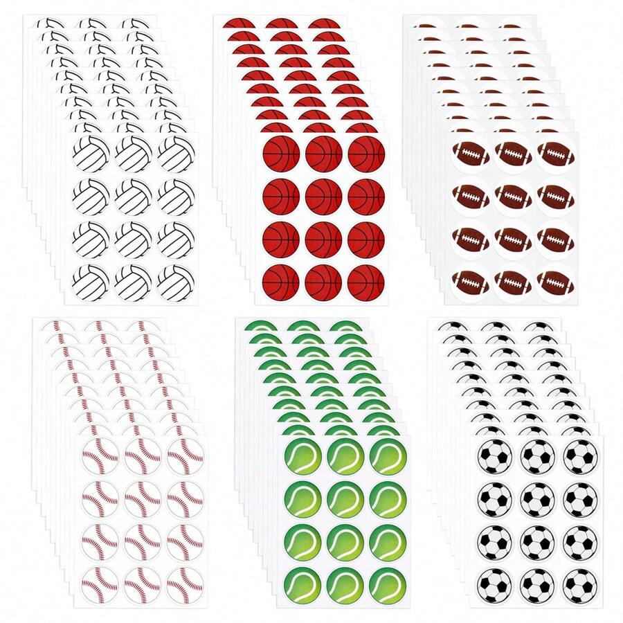 120pcs Ball Sports Theme Stickers, Craft Decals For Candy, Scrapbook, Envelope, Gift, Classroom, Teacher, Sports Birthday Party Decoration, Self-Adhesive Decorative Gift Sealing Sticker Labels School Supplies - 1 Set - View 1