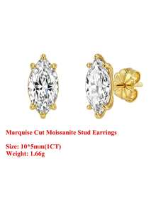 ORSA JEWELS 1對925銀14K金 0.3-1CT D色VVS級馬眼形莫桑石耳釘，經典珠寶，適合女性、男性生日派對與週年紀念 - MOE24 - 查看 13