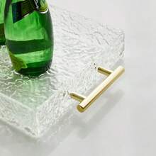 透明水波紋紋理壓克力托盤配金色壓克力把手，長方形裝飾收納盤，多功能桌面收納架，適用於居家裝飾、婚禮宴會、節日派對飲品零食與化妝品展示 - 長方形 - 查看 5