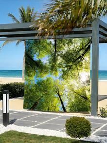 1PC Outdoor Thickened Waterproof Sun-Proof Gradient Mandala Flower Green Bohemian Pattern Outdoor Garden Patio Pergola Canopy Beach Sunshade Tent With Free Rope (Support Frame Not Included) - Multicolor - View 2