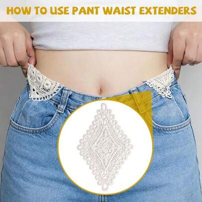 6pcs Lace Waist Extender For Jeans, 2 Styles Vintage Sewing Fastener Waistband Extenders, Adjustable Pant Jean Extenders For Women Skirts Shorts - Beige
