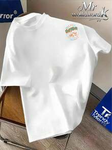 Camiseta de manga corta con estampado de bacalao tropical de la Gold de Australia, estilo graffiti callejero americano, unisex, de cuello redondo, de corte holgado y tejido de punto, a - Blanco - Ver 2