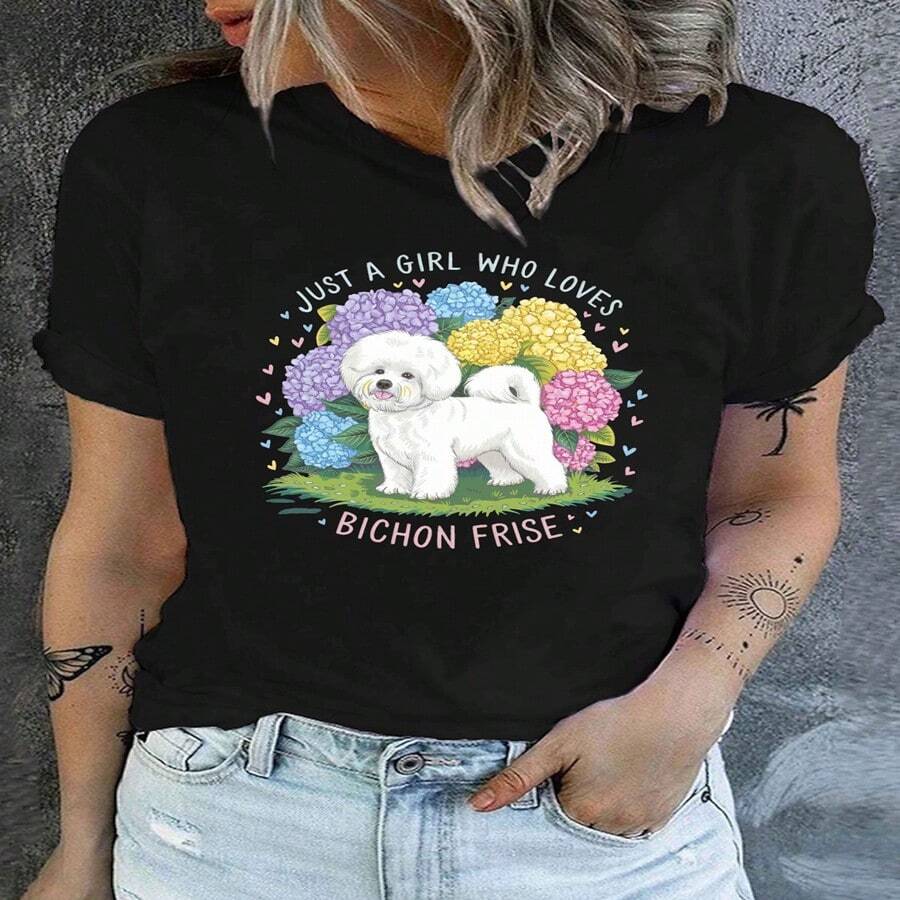 2026 Hot Summer StyleBichon Frise LoverWomen's T-Shirt , All Occasion Outfit Light Airy For Summer, Suitable For Leisure Sports Scenes. - Multicolor - View 1