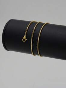 Men's Minimalist 1.8mm Box Chain Stainless Steel 18K Gold Plated Necklace: Durable, Non-Fading, Perfect For Sports And Everyday Styles - Multicolor - View 7