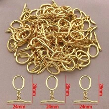 5 buah Jepitan Perhiasan Berbentuk T dari Tembaga, Jepitan Bulat OT, Konektor Perhiasan, Cocok untuk Pembuatan Perhiasan DIY Buatan Tangan, Dapat Digunakan untuk Gelang, Kalung, Rantai Tas, Gantungan Kunci, Cincin Kunci dan Aksesoris Lainnya, Serbaguna dan Praktis - Emas - View 4