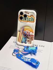 Disney Has Authorized, Phone Case - Chain Set, The Stitch Lilo & Stitch 3D Phone Case Plus A Silicone 3D Stitch Bracelet With Metallic Ring Removable Bracelet, Stitch And Angel Pattern, Compatible With Iphone17/16/15/14/13/12/11/XS/XR/X Plus Pro Max, A Stylish Cartoon Phone Case, The Perfect Gift Choice, Phone Protection, Durable Phone Cover, Great Gift For Friends And Family. - 白色 - 查看 5