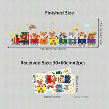 1件/2件可愛動物數字火車牆貼，卡通森林生物火車搭配彩虹與星星貼紙，適用於幼兒臥室與遊戲室 - 彩色 - 查看 4
