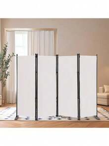 Biombo Separador Portátil Fácil Montaje 4 Paneles Moderno - beige - Ver 5