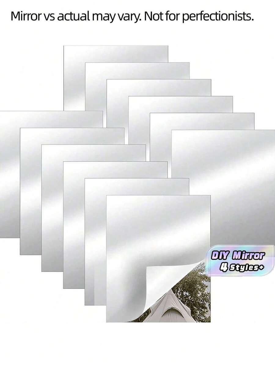 6片/10片自黏式壓克力鏡面貼紙,無框柔性非玻璃鏡面貼飾,長方形小鏡片,適用居家牆面裝飾、桌面擺飾、DIY手工 - 多色 - 查看 1