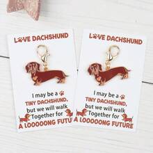 1pc/2pcs Cute Dachshund Dog Keychain, Playful Pet Theme Accessory, Suitable For Wallet, Bag, Backpack, Car Key Charm, Small Gift, Perfect For Birthday Or Daily Use. - Multicolor - View 2