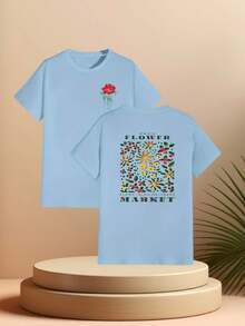 Camiseta deportiva de manga corta con estampado de doble cara a la moda para actividades al aire libre - Blanco - Ver 8