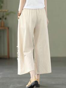 Pantalones Anchos Bordados 889 - Caqui - Ver 2