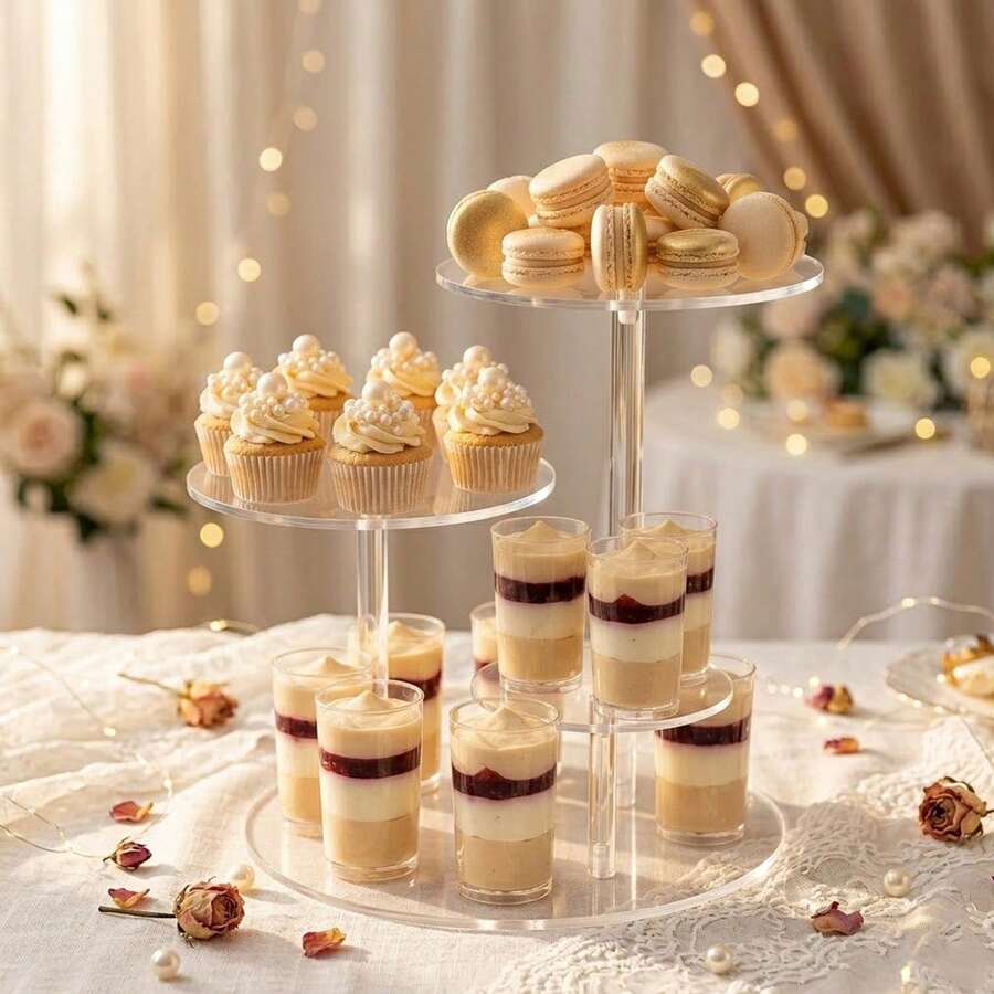Acrylic Cupcake Display Stand, Round Transparent Dessert Display Stand, Multi-Tier Cupcake Tower, Suitable For Weddings, Birthdays, Parties And Other Occasions. - Multicolor - View 1