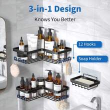 2-3pcs Bathroom Storage Rack, Bathroom Wall Storage, Kitchen Storage Rack, Balcony Storage Rack, Suitable For Kitchen, Bathroom, Toilet, Balcony, Tungsten Steel Material, Sturdy And Durable, Moisture-Proof And Rust-Proof, Bottle And Jar Storage Rack, Space-Saving, Two Installation Methods, Drill-Free Storage Rack - Multicolor - View 1