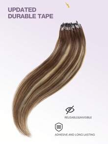 Micro Loop Hair Extensions Micro Bead Hair Extensions Nature Black 14-22inch Straight Micro Link Real Human Hair Hair Extensions Invisible Beads Thick Nano Ring Hair Extensions Silky And Smooth Easy To Wear For Daily &Halloween Costumes&Christmas - SP4/24 - View 5