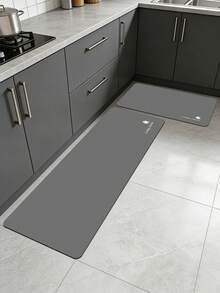 1pc Of A Light Gray, White-Patterned Rubber Soft Mat For The Kitchen, Which Is Water-Absorbing And Easy To Clean. It's Suitable For Use In Kitchens, Bathrooms, And Other Areas. It's Suitable For Use Throughout The Year And For Various Holidays. - Multicolor - View 2