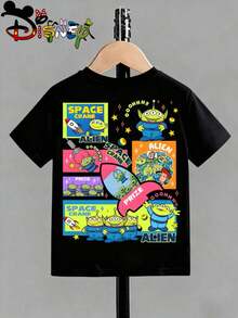 Disney Toy Story Woody's Roundup Kids T-Shirt Front Back Dual Print To Infinity And Beyond Graphic Boys Casual Short Sleeve Top - 黑色 - 查看 4