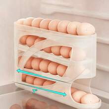 1pc Rolling Egg Rack - Space-Saving Side Door Design, Holds 30 Eggs, Smooth And Glossy End, Convenient Handle, Suitable For Kitchen And Refrigerator Storage | Modern Kitchen Additions | Durable Plastic Material - View 2
