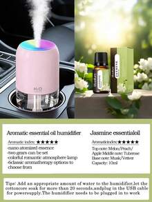 Humidificador alimentado por USB, difusor de aromas 2 en 1, disponible en 3 colores, portátil y compacto, humidificación ultrasónica silenciosa, adecuado para dormitorio, hotel, dormitorio, baño, habitación de mascotas, estudio de yoga, etc. - Mist - Ver 20