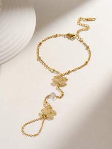 18K Gold Plated Stainless Steel Minimalist Finger Chain, Elegant Mom Gift, Suitable For Daily, Party, Formal Occasions, Adjustable Finger Jewelry For Women, Suitable For Date, Vacation, Anniversary, Birthday Gift, Women's Fashion Accessory - Gold - View 6