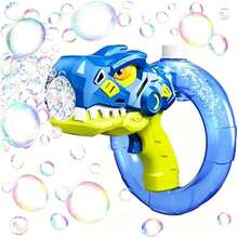 Cool T-Rex Automatic Bubble Gun, Large Capacity Ring-Shaped Leak-Proof Liquid Storage Design, One-Touch Continuous Bubble Output With Colorful Lights, Suitable For Birthday Parties, Beach Camping, Backyard Play And More, 3+ Years Old Boys And Girls, Children's Day, Christmas, 1st Birthday Gift Choice, Outdoor Parent-Child Interactive Atmosphere Toy - Multicolor - View 2