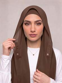 1pc 3 In 1 Instant Chiffon Hijab With Built-In Magnets And Undercap/All-In-One Instant Hijab--No Pins, Slip-Free Fit, Easy Wear In Seconds. - Instant Chiffon Hijab - View 17