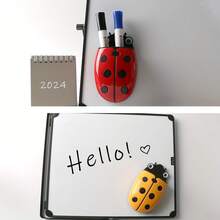 Ladybug Magnetic Pen Holder & Whiteboard Eraser Combo | Dual-Function: Strong Magnet Eraser For Whiteboard/Blackboard + Pen Organizer, Space-Saving Multi-Use Design For Home/Office/Room Decoration | Ideal Birthday/Holiday/Back-To-School Gift - Multicolor - View 5