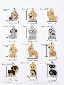 12款多品種水鑽狗吊飾（不含項鍊）合金水晶寵物吊飾（不含鈴鐺） - 彩色 - 查看 2