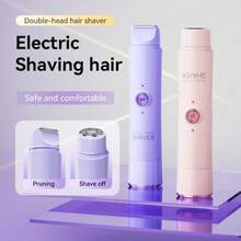 Depiladora Eléctrica de Doble Cabezal para Mujer, Recargable, Indolora, para Zonas Íntimas del Cuerpo, Bikini, Recorte Suave - Blanco - Ver 3