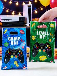 50個藍綠色遊戲主機主題禮品袋，遊戲風格禮品手提袋，遊戲生日糖果袋，禮品袋，遊戲之夜禮品收納袋，嬰兒洗禮禮品包裝袋，成年禮禮品包裝用品，小紀念品包裝袋，商店購物袋，餅乾烘焙袋，廚房桌面裝飾，家居裝飾，房間裝飾，派對贈品，家居裝飾，房間裝飾，男孩生日禮物，派對贈品 - 藍綠色遊戲機 - 查看 6
