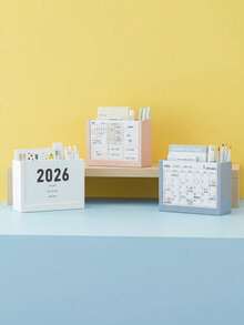 Multifunctional Calendar Label Storage Box With 2026 Planner Window, Suitable For Goal Setting And Time Planning, Durable Minimalist Style, Party Gift, Suitable For Professionals And Students To Keep Desk Organized, Compact Vertical Calendar Label Storage - Multicolor - View 10