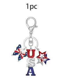 1 pieza Llavero colgante con tema rojo, blanco y azul, adecuado para mochilas, llaves y anillos de llaves de coche, perfecto como regalo para maestros o regalo de agradecimiento del 4 de julio - multicolor - Ver 12