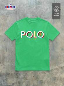 Original HPC POLO T-Shirt With Round Neck And Short Sleeves – Themed Graphic Design "HPC: Retro Typography Houston" – 100% Cotton - 綠色 - 查看 2