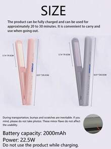 HYUNDAI Cordless Hair Straightener, Smart Constant Temperature, 3 Heat Settings, Portable Tourmaline Ceramic Hair Straightener/Curler - Multicolor - View 10