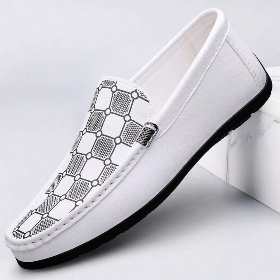 Men's Luxury Lightweight Loafers, PU Synthetic Leather, Casual Woven Style Slip-On Flat Shoes With Convenient Elastic Band, Suitable For Spring And Autumn Daily Wear, Weddings, Banquets, Office, Business Occasions And Other Formal Events