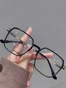 1 buah [4 Warna] Kacamata Pelindung Bingkai Optik Ukuran Besar untuk Wanita dan Pria, Kacamata Kantor/Komputer, Kacamata Bening, Aksesoris Kacamata, Cocok untuk Penggunaan Sehari-hari - Clear - View 6