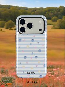 GIIPPA 1 pieza Funda de teléfono con base de rayas horizontales azul claro con diseño de patrón de arándanos y pequeñas estrellas, Funda de teléfono 17 Pro Max, Compatible con teléfono 16 Pro Max, 15 Pro Max, 14 Pro Max, Funda de teléfono de moda de alta gama estilo coreano divertido, Compatible con 11/12/13/14/15/16 Pro Max Plus, Diseño elegante adecuado para hombres y mujeres, ¡Regalo perfecto para novia en Navidad, Día de San Valentín, Pascua, Temporada de bodas y cumpleaños! - Multicolor - View 8