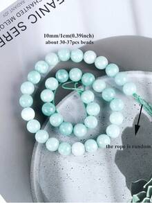 Cuentas sueltas redondas de jade birmano natural de 6/8/10mm con espaciador de ágata para hacer joyas DIY, accesorios para collares y pulseras - verde menta - Ver 14