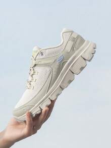 Skechers 女士透气休闲运动鞋，健身跑步训练鞋，轻便户外露营鞋，180271-NTMT - 自然色/多色 - 查看 3