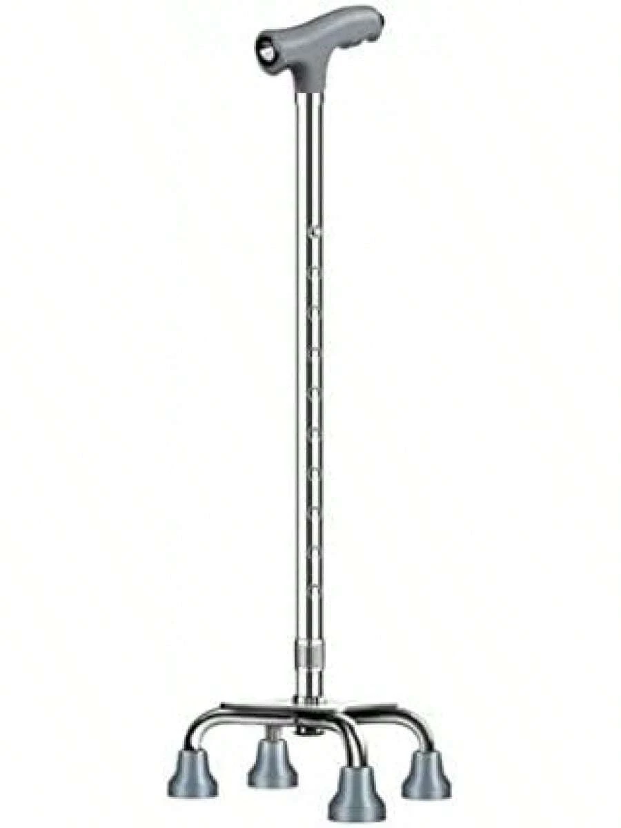 Bastón Ajustable para Adultos Mayores con 4 Patas Antideslizante, Ayuda de Caminata Ligero y , Soporte Estable para Hogar y Exterior. - Negro - Ver 1