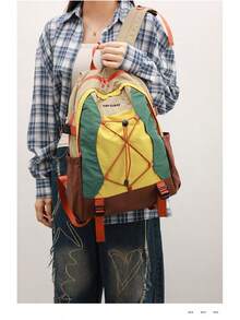 Sac à dos de voyage et de randonnée léger pour femme, couleurs contrastées, style esthétique, sac à dos de loisirs pour étudiante, cadeau d'extérieur - vert foncé - Voir 2