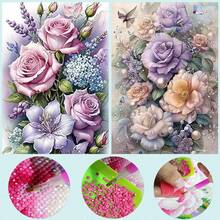 2件組 DIY 鑽石貼畫刺繡花卉花朵家居裝飾 全鑽 30*40cm - 套裝 - 查看 1