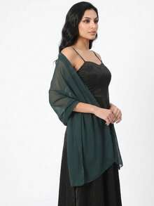 Chiffon Shawl, Suitable For Brides, Weddings, Evening Dresses, And Special Occasions - Dark Green - View 2
