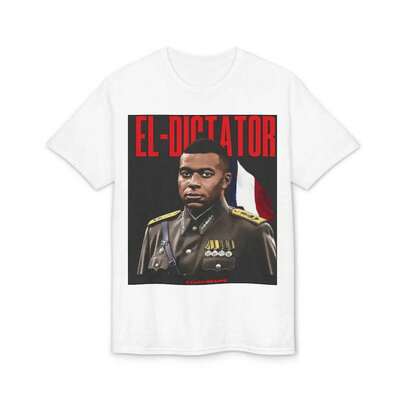 2026 Y2K Vintage Tee El-Dictator Kylian Mbappe Portrait T-Shirt |   Military Uniform Graphic, Bold Red Text