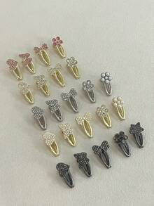 5pcs Set Exquisite Small Faux Pearl Hair Clips Fashion Rhinestone Bangs Side Clips Women Hair Accessories,Hair Claws - View 1
