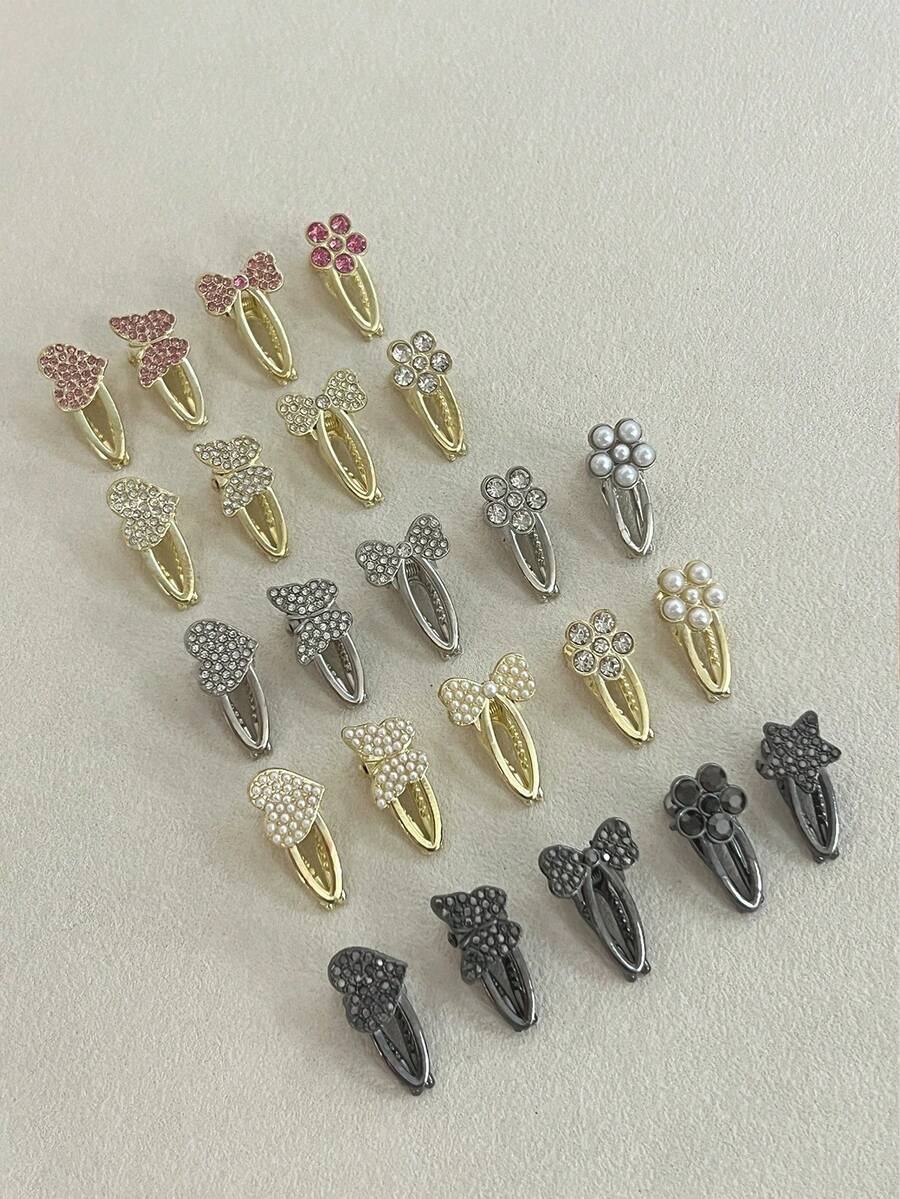 5pcs Set Exquisite Small Faux Pearl Hair Clips Fashion Rhinestone Bangs Side Clips Women Hair Accessories,Hair Claws - View 1