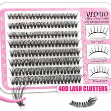 YIDUO Pre Glued False Lashes Clusters 40D/60D/80D Fine Lashes Clusters Glue-Free False Lashes Extensions Lightweight D-Curvature Clustered False Eyelashes 8-16mm Pre-Taped False Eyelash Clusters Individual Lashes Effortless Makeup Application - D - View 10