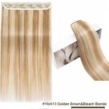 Kercsityn 100% 真人髮夾式接髮 3/4 全頭髮片 40-60g 14"-24" 自然髮色 - S18/613 - 查看 11