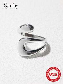 SYMFNY 1pc 925 Sterling Silver Double-Line Design Party Accessory Adjustable Ring - Style 1 - View 2