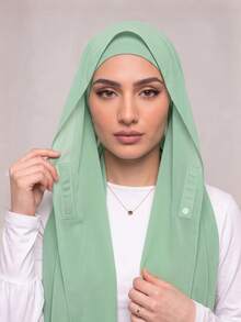 1pc 3 In 1 Instant Chiffon Hijab With Built-In Magnets And Undercap/All-In-One Instant Hijab--No Pins, Slip-Free Fit, Easy Wear In Seconds. - Instant Chiffon Hijab - View 8